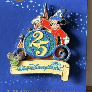 Disney Parks Pin 35 Years MAGICAL MILESTONE '96 25th Pink Castle Sorcerer Mickey